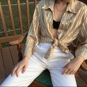 Vintage Gold Button Up Blouse